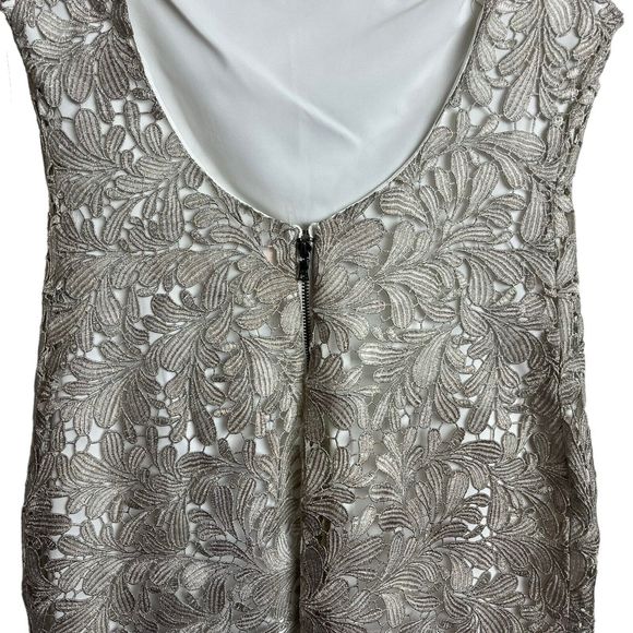 NWT Alice + Olivia Clover Metallic Lace OpenBack Mini Dress Light Silver Size 6 - Picture 8 of 14